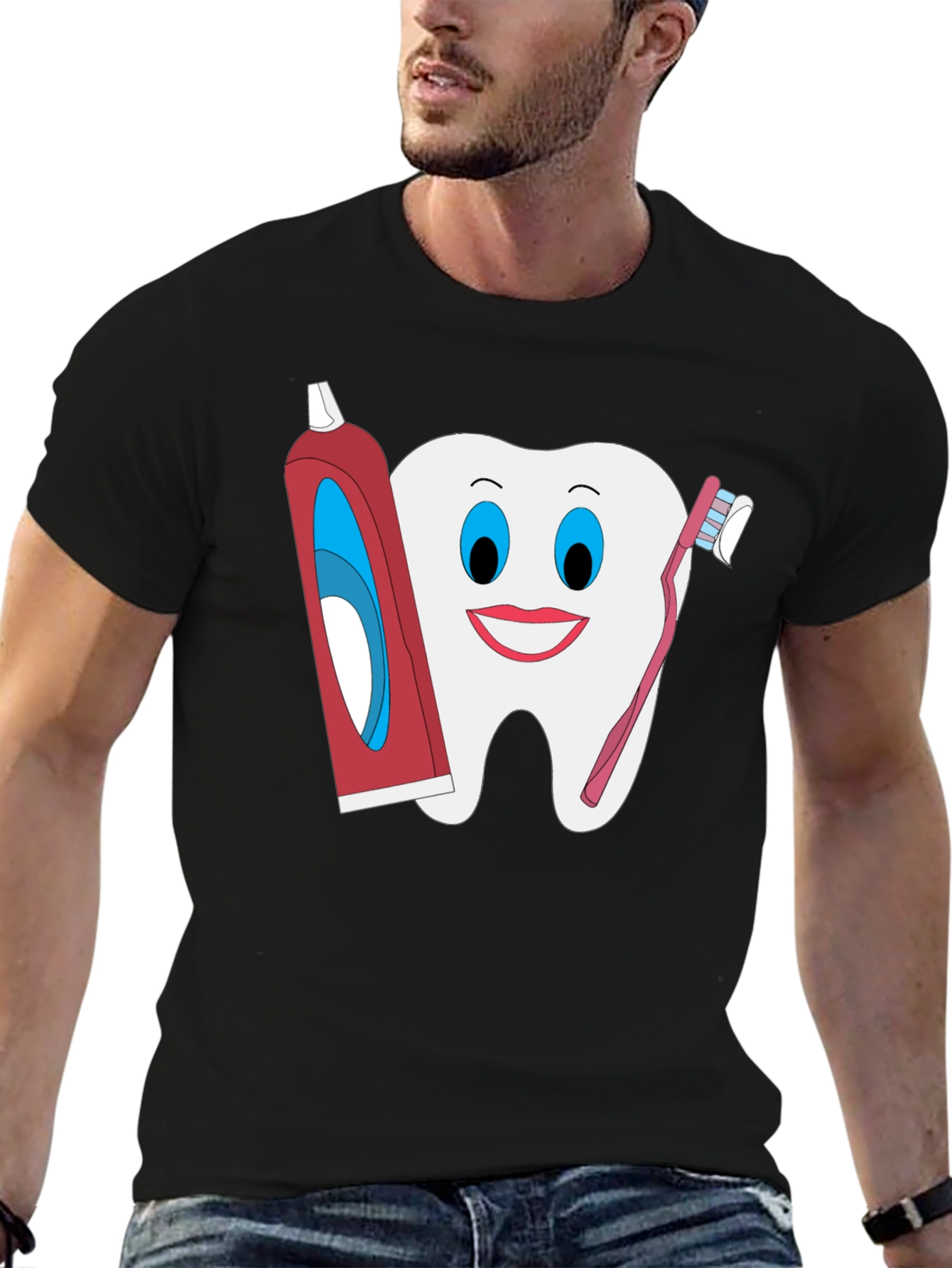 Funny Tooth & Hygiene Black T-Shirt