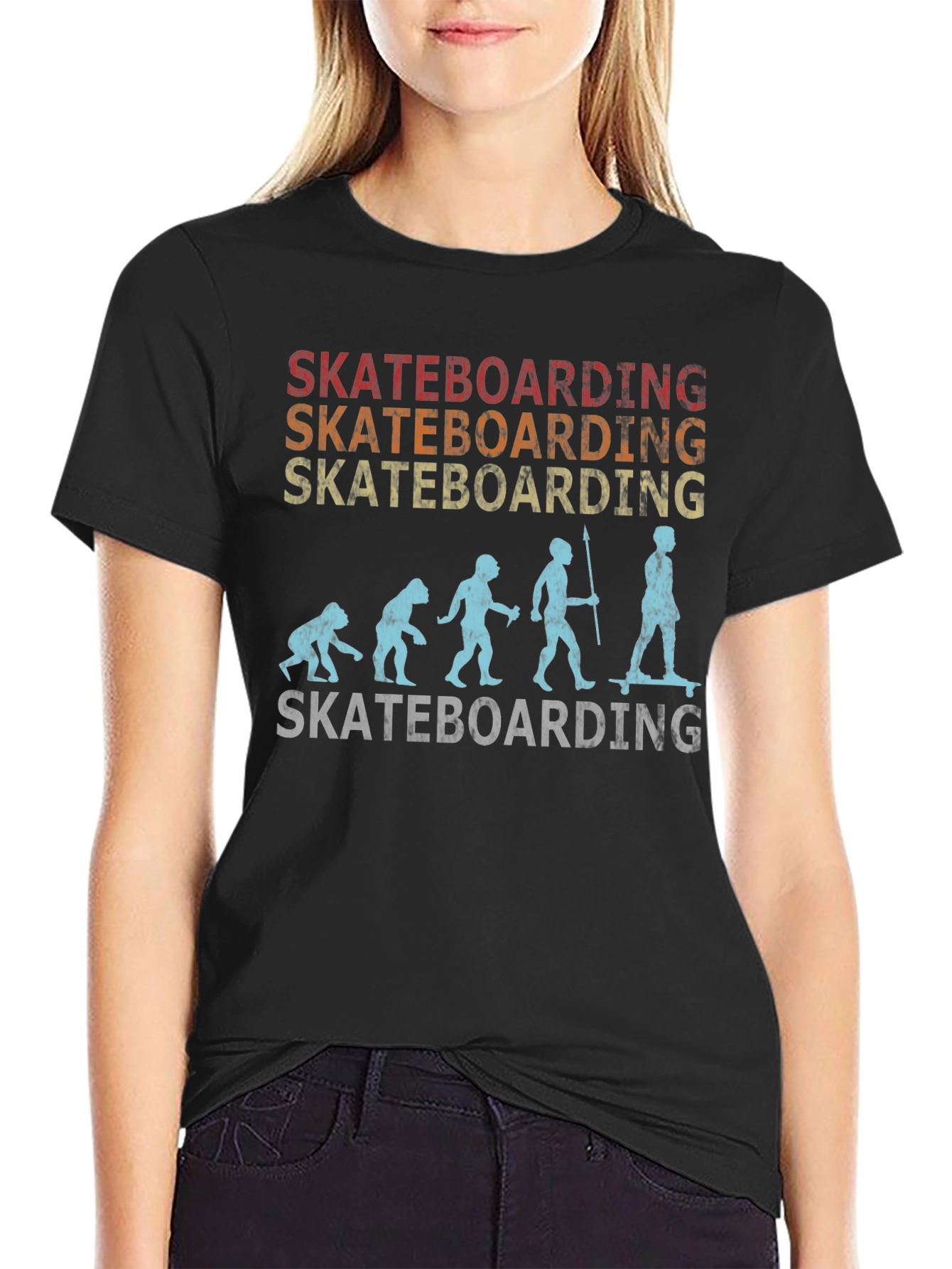 Skateboarding Evolution Graphic Tee - Cool Retro Design