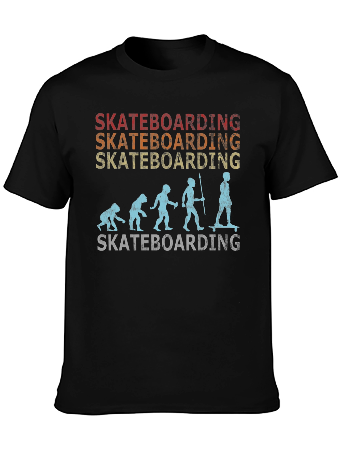 Skateboarding Evolution Graphic Tee - Cool Retro Design