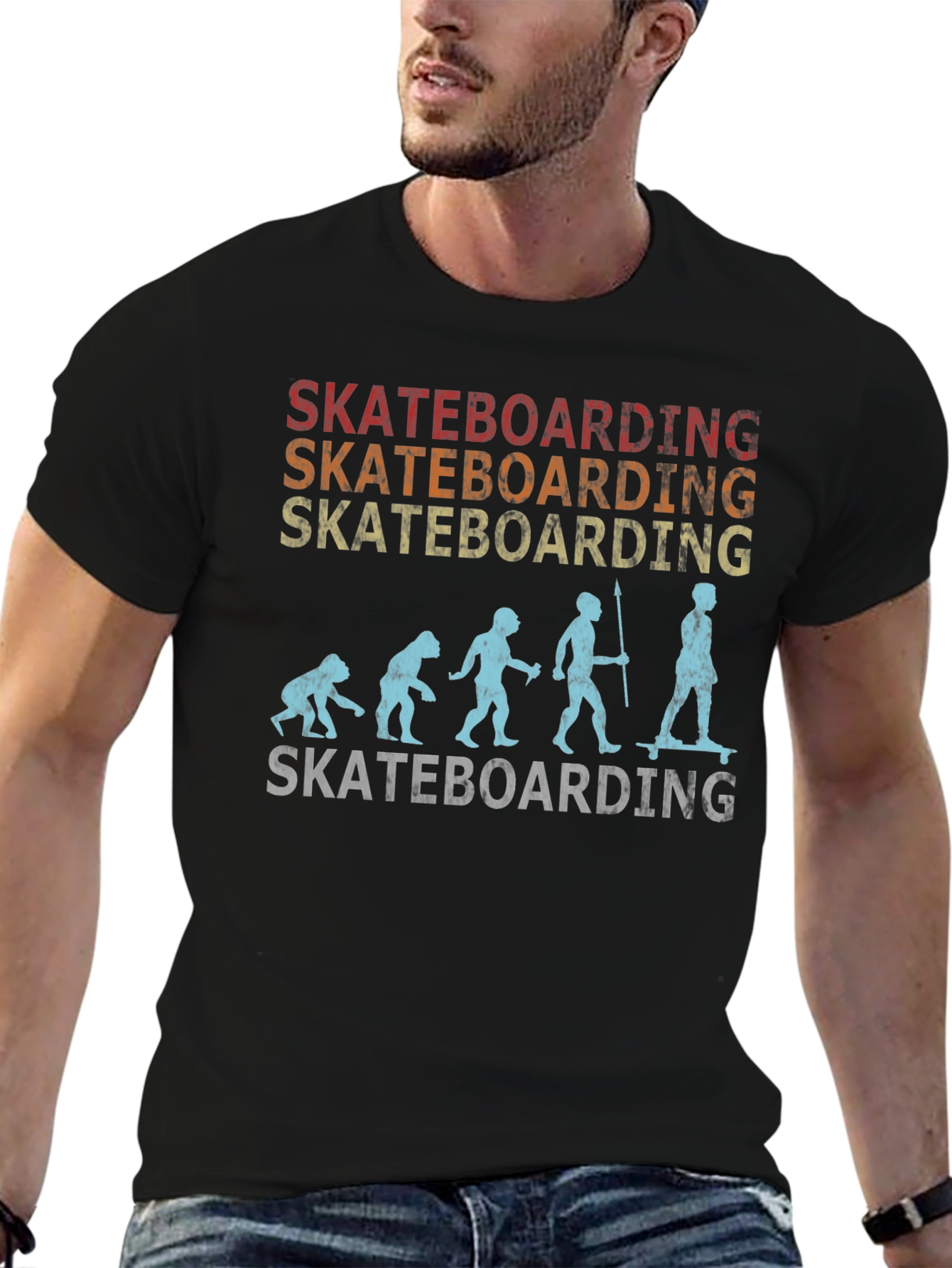 Skateboarding Evolution Graphic Tee - Cool Retro Design