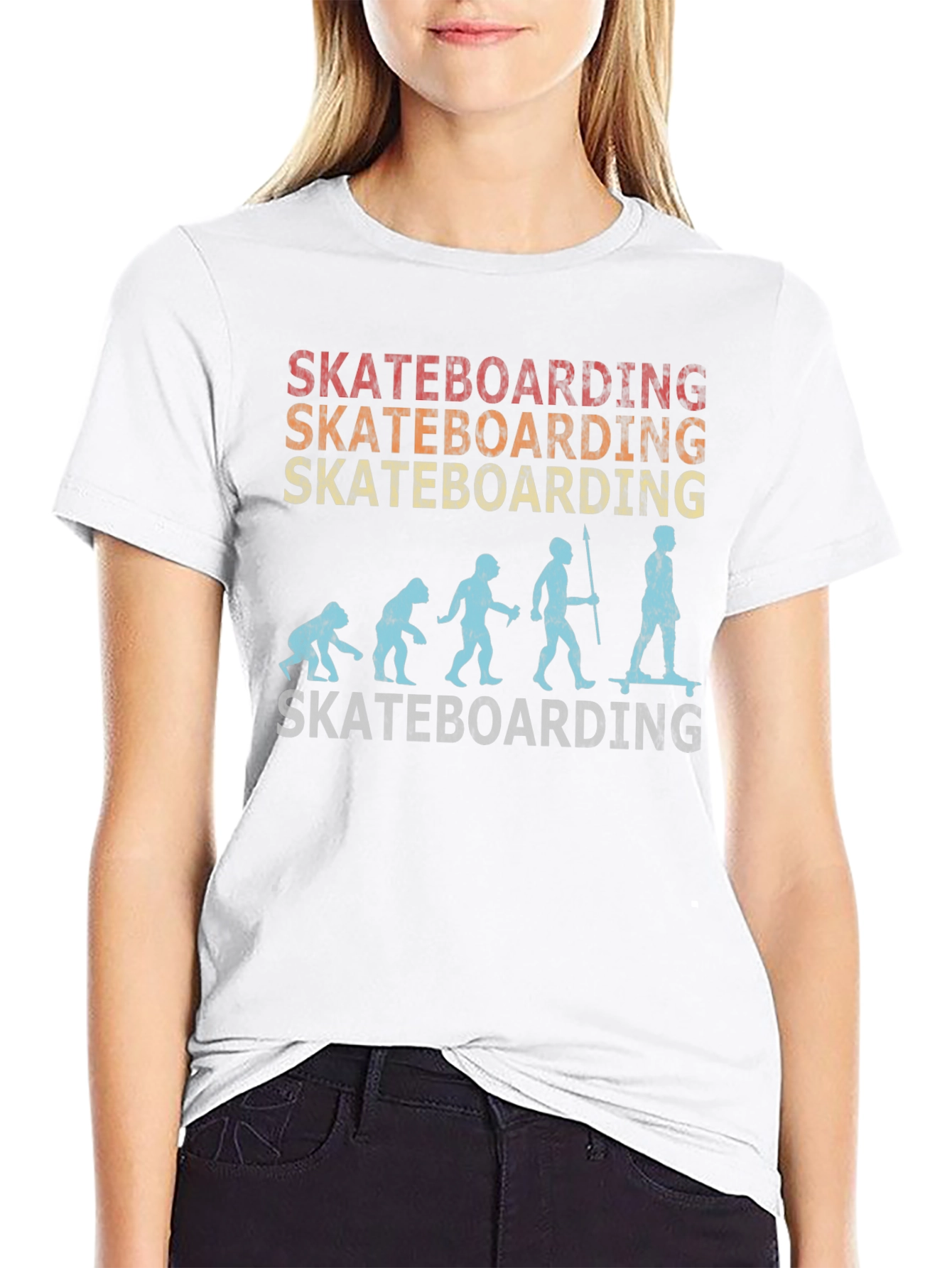 Skateboarding Evolution Graphic Tee - Cool Retro Design