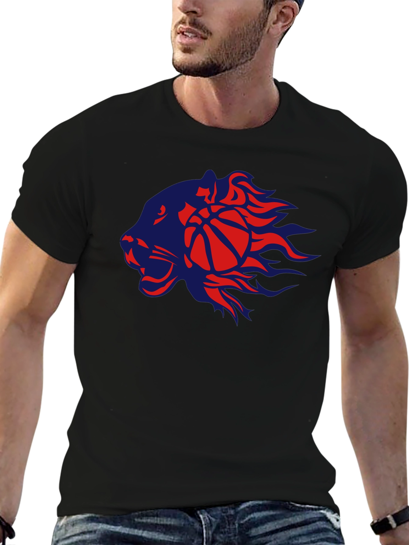 Basketball Lion Graphic T-Shirt