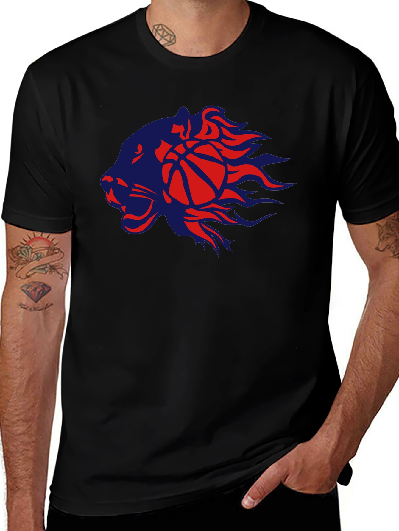 Basketball Lion Graphic T-Shirt