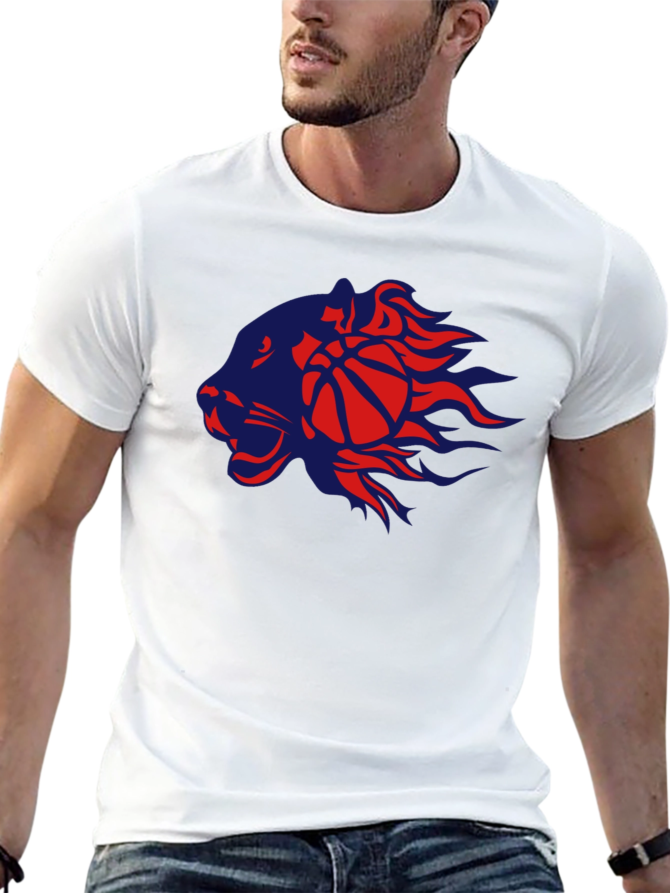 Basketball Lion Graphic T-Shirt