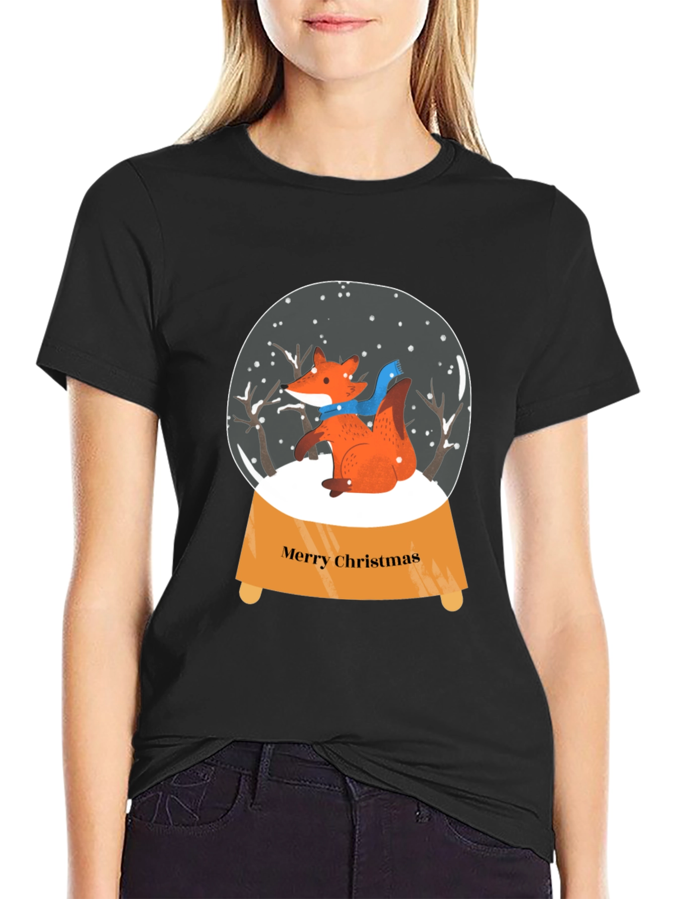 Festive Fox Snow Globe Graphic Tee