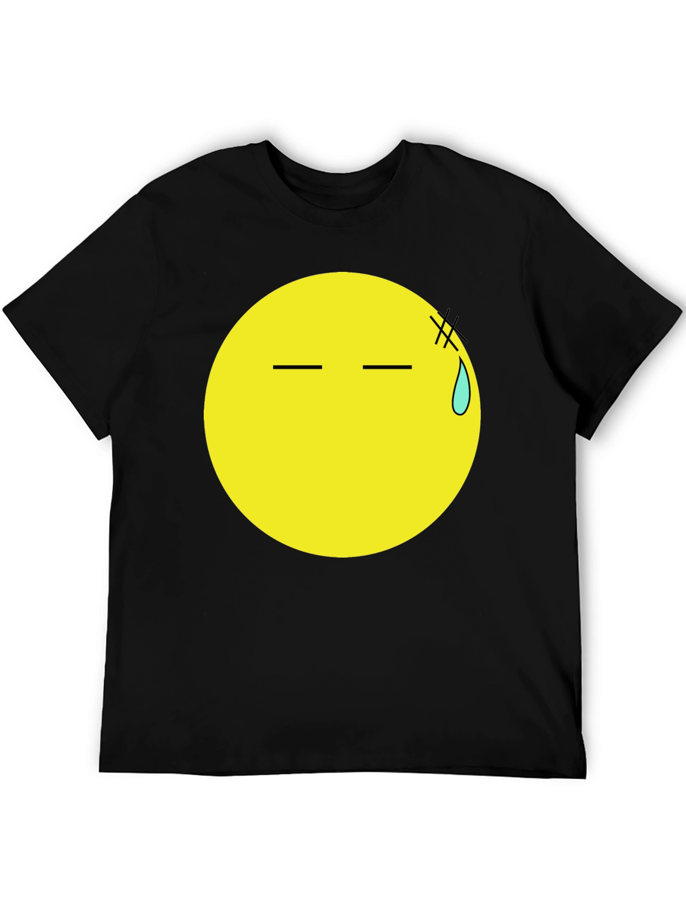 Black T-Shirt with Anxious Emoji Print