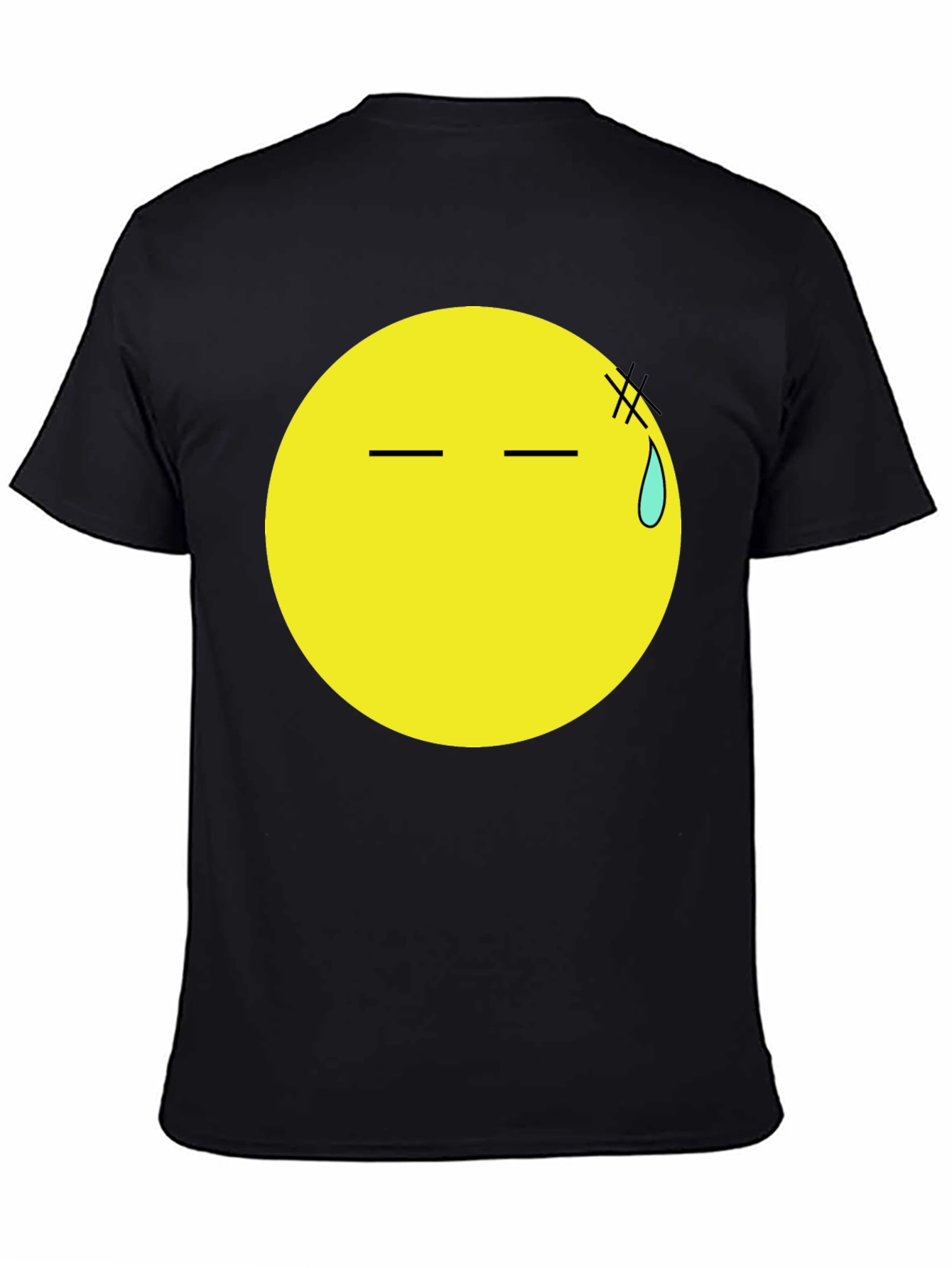 Black T-Shirt with Anxious Emoji Print