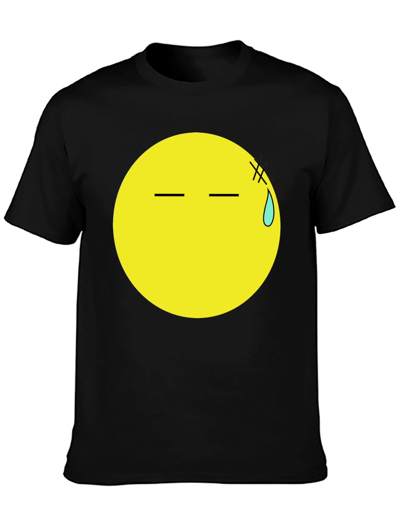 Black T-Shirt with Anxious Emoji Print