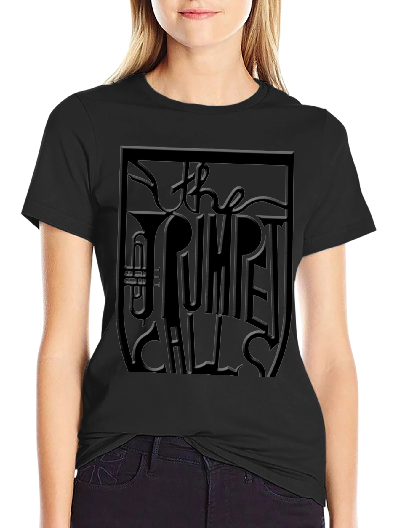 The Trumpet Call Embossed Graphic Tee - Black