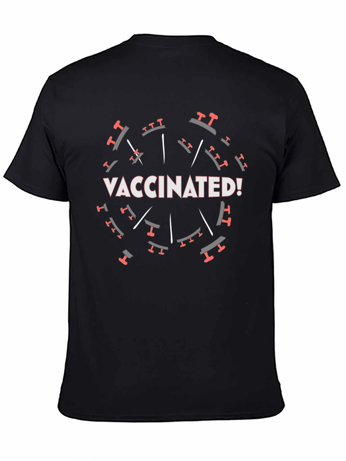 Vaccinated! Graphic Tee - Black Crew Neck T-Shirt