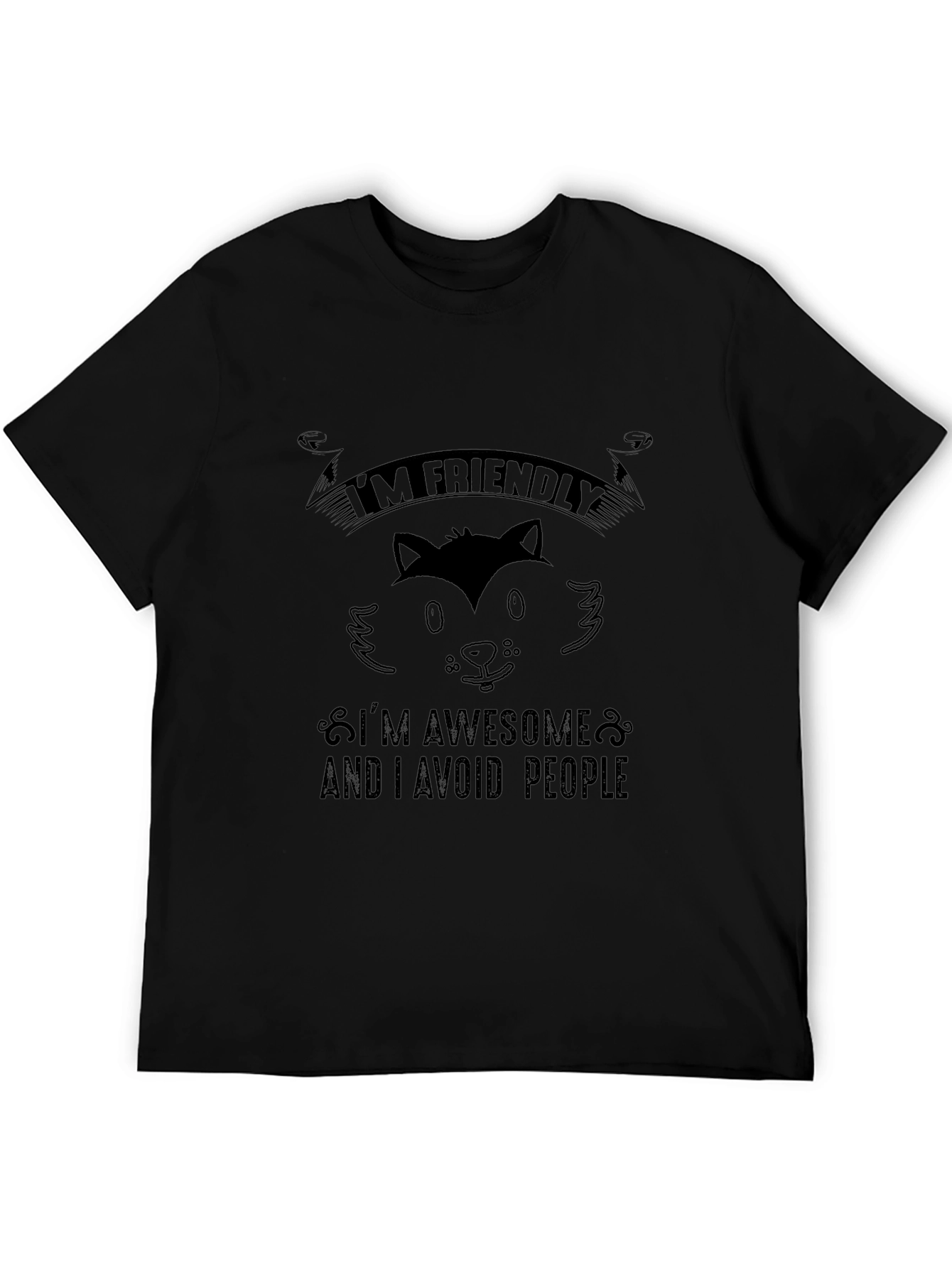 Friendly Awesome Avoid People Black T-Shirt
