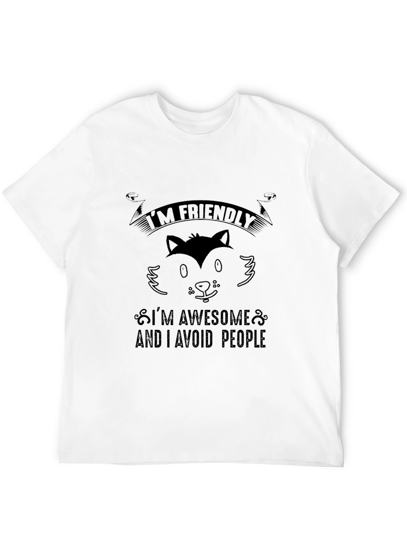 Friendly Awesome Avoid People Black T-Shirt