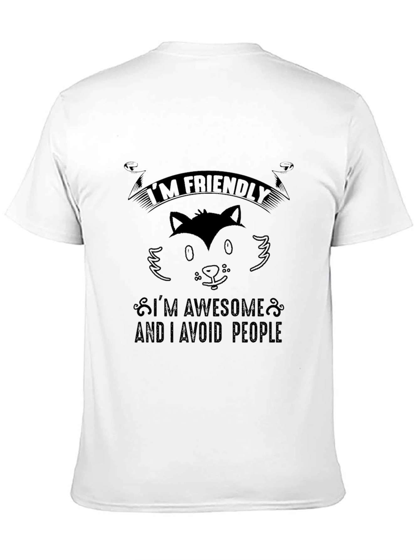 Friendly Awesome Avoid People Black T-Shirt
