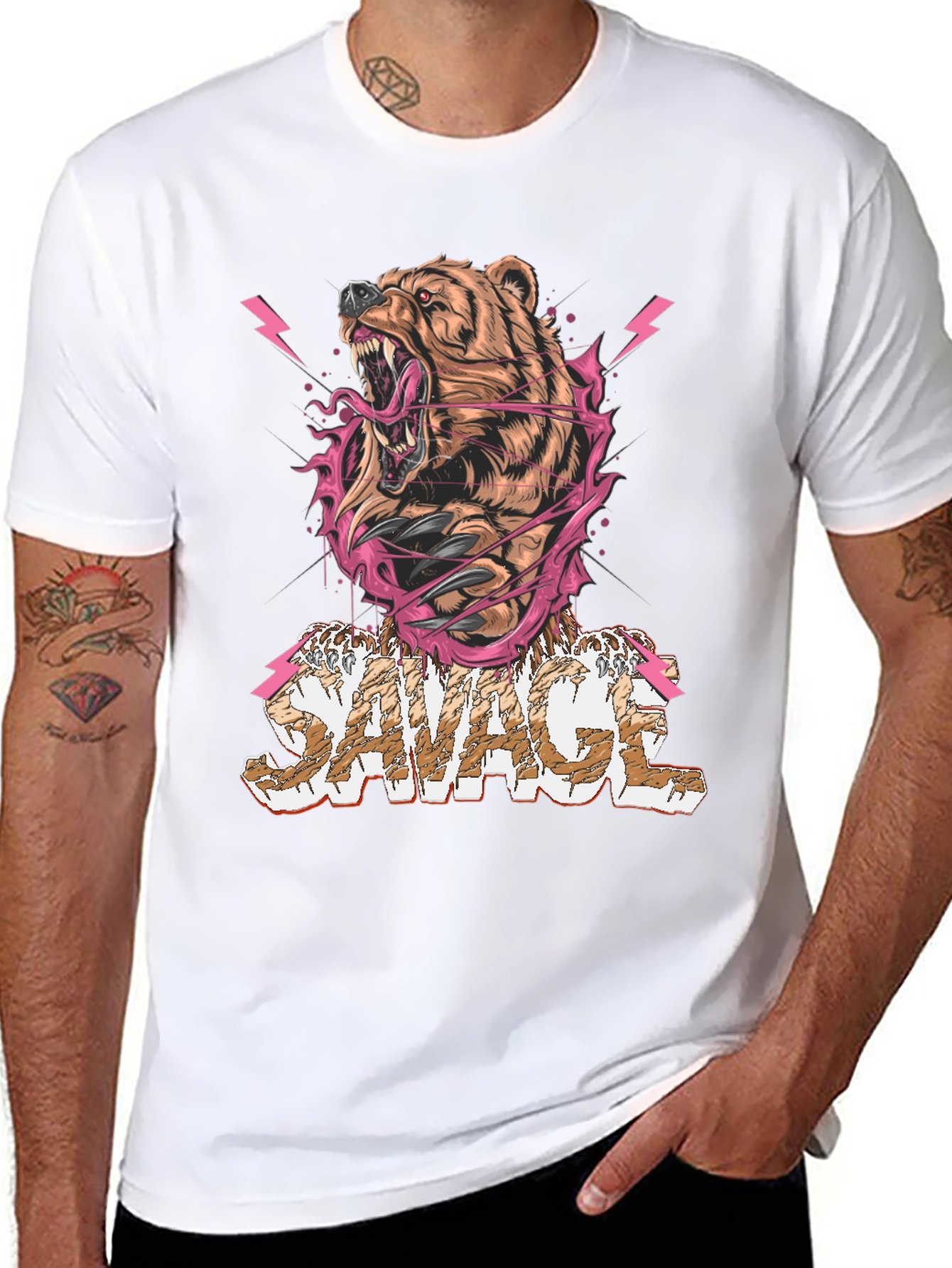 Savage Bear Graphic Print Tee