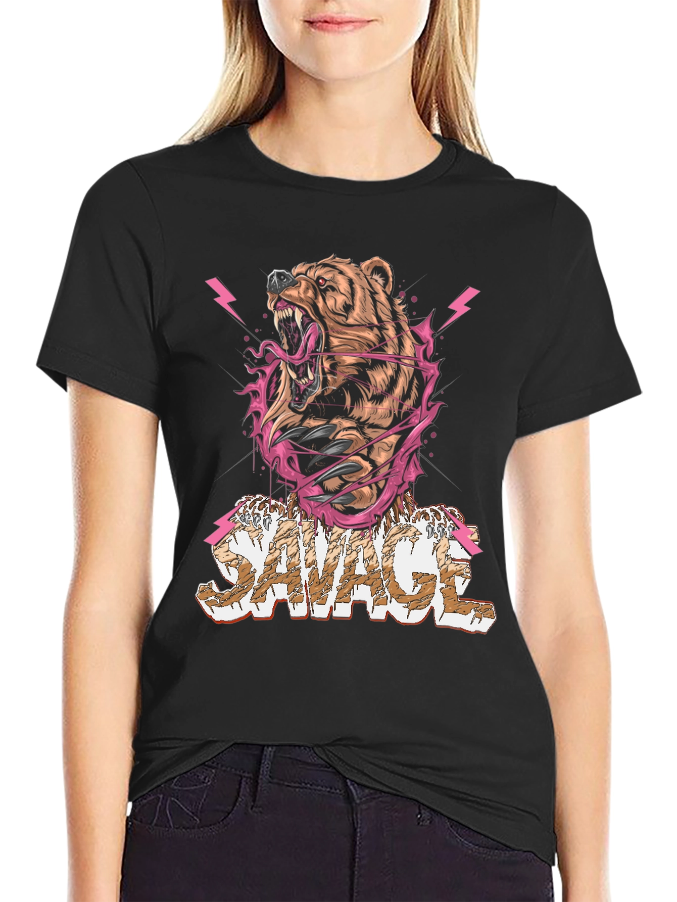 Savage Bear Graphic Print Tee