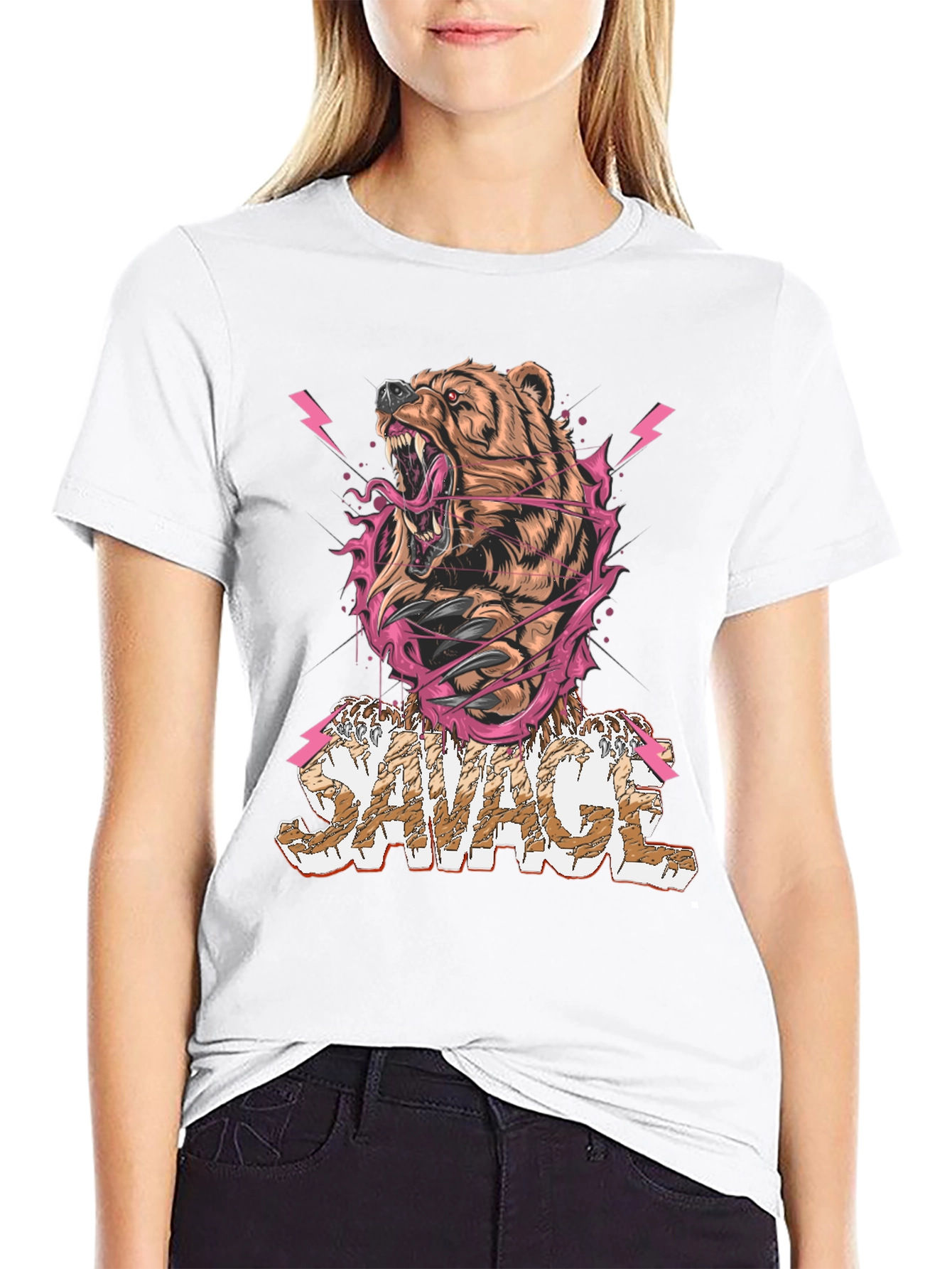 Savage Bear Graphic Print Tee