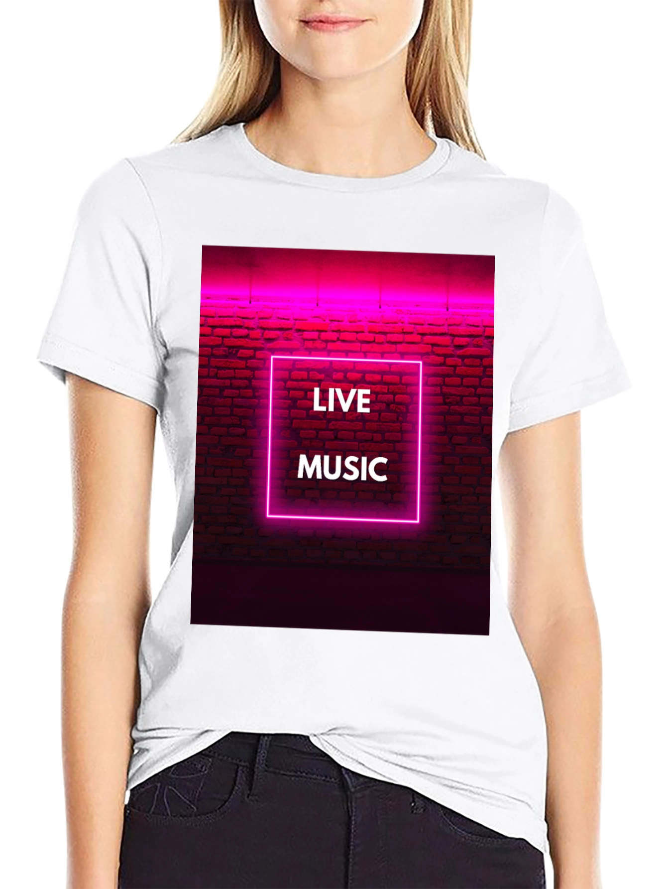 Live Music Neon Graphic Tee - Cool Design
