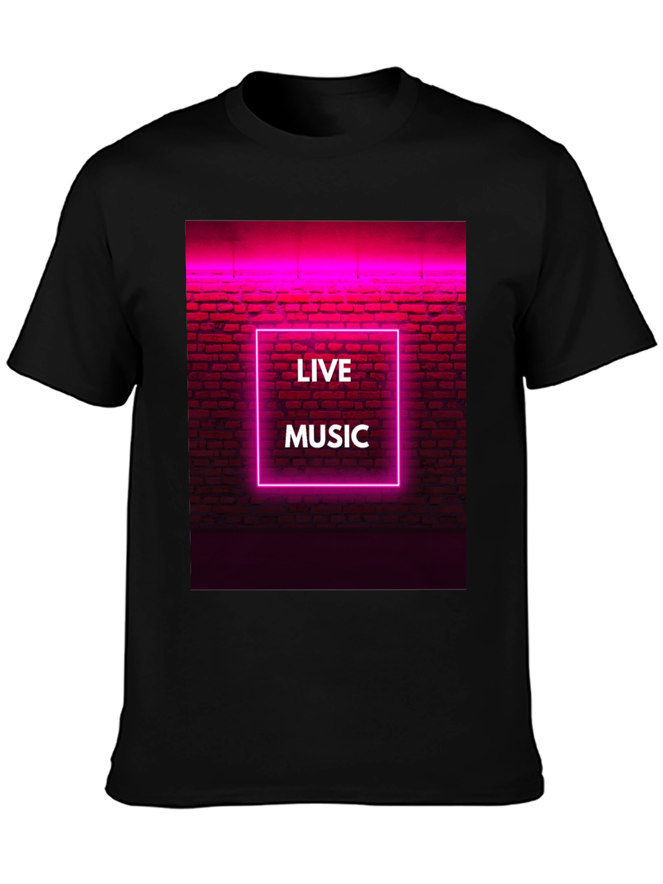 Live Music Neon Graphic Tee - Cool Design