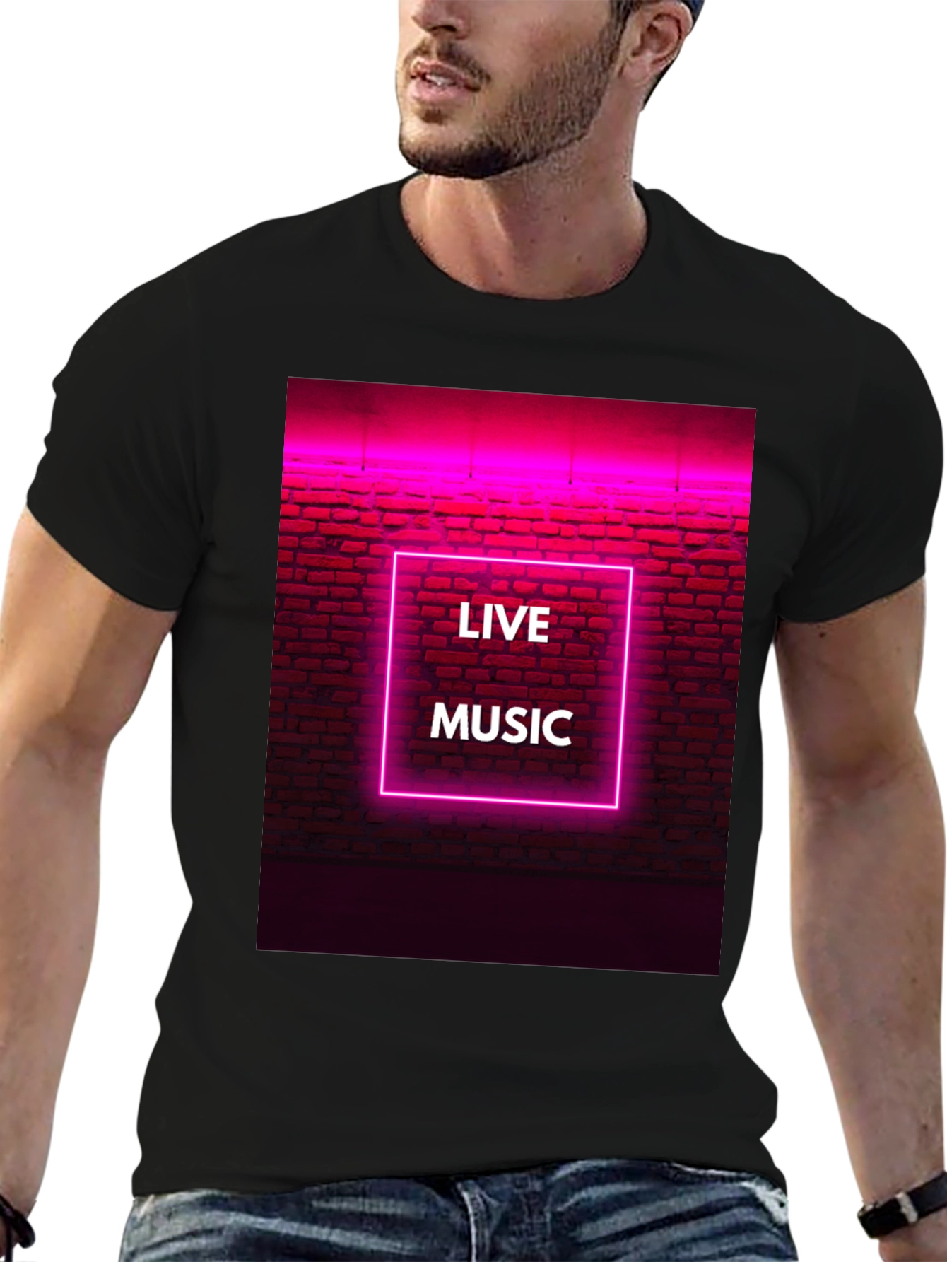 Live Music Neon Graphic Tee - Cool Design