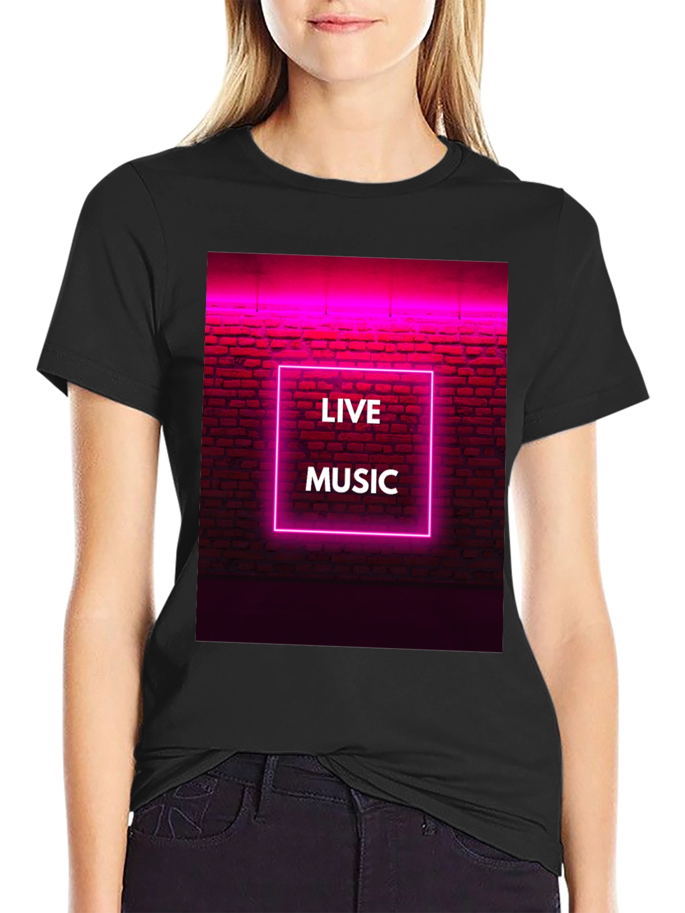 Live Music Neon Graphic Tee - Cool Design