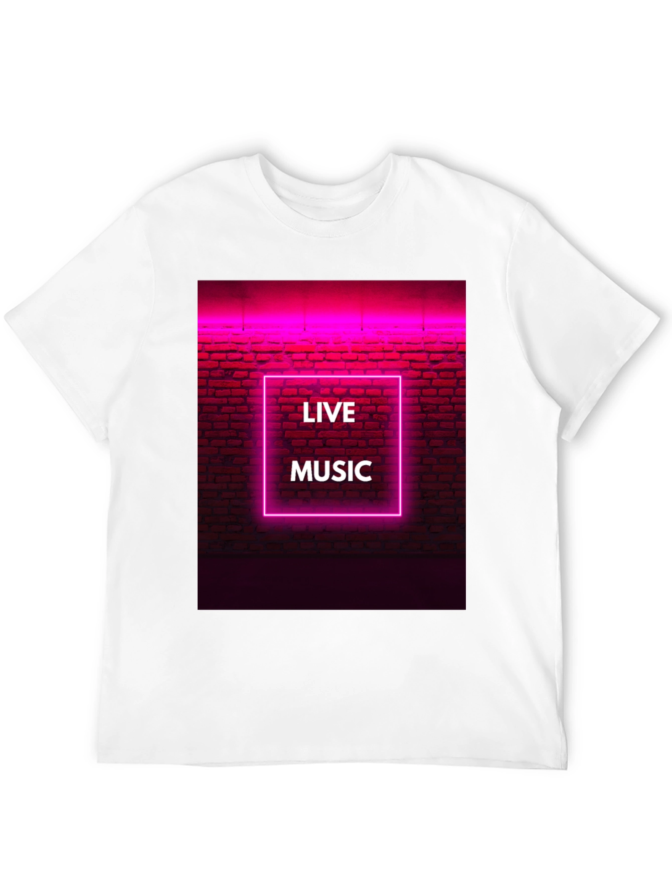 Live Music Neon Graphic Tee - Cool Design
