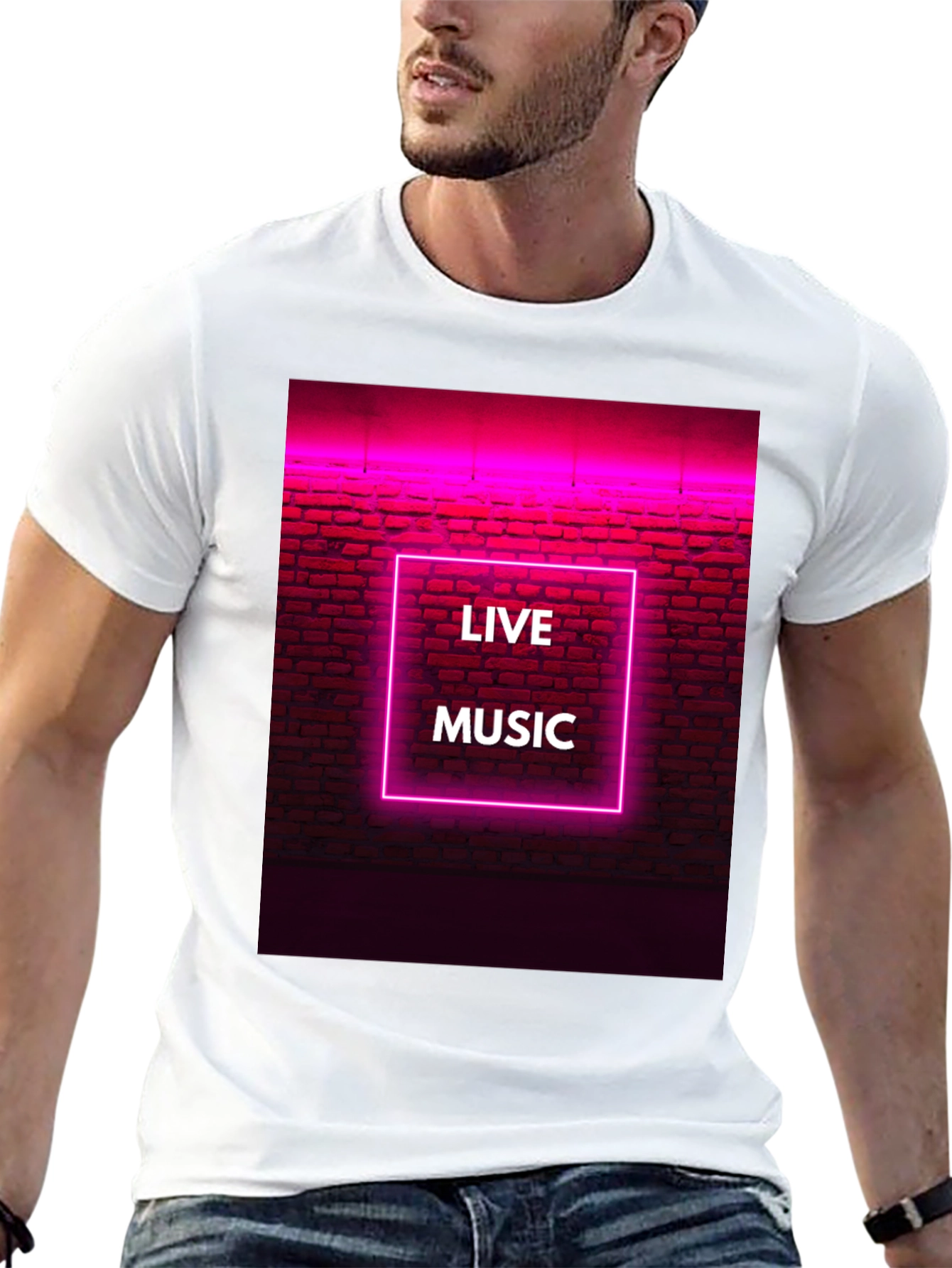 Live Music Neon Graphic Tee - Cool Design