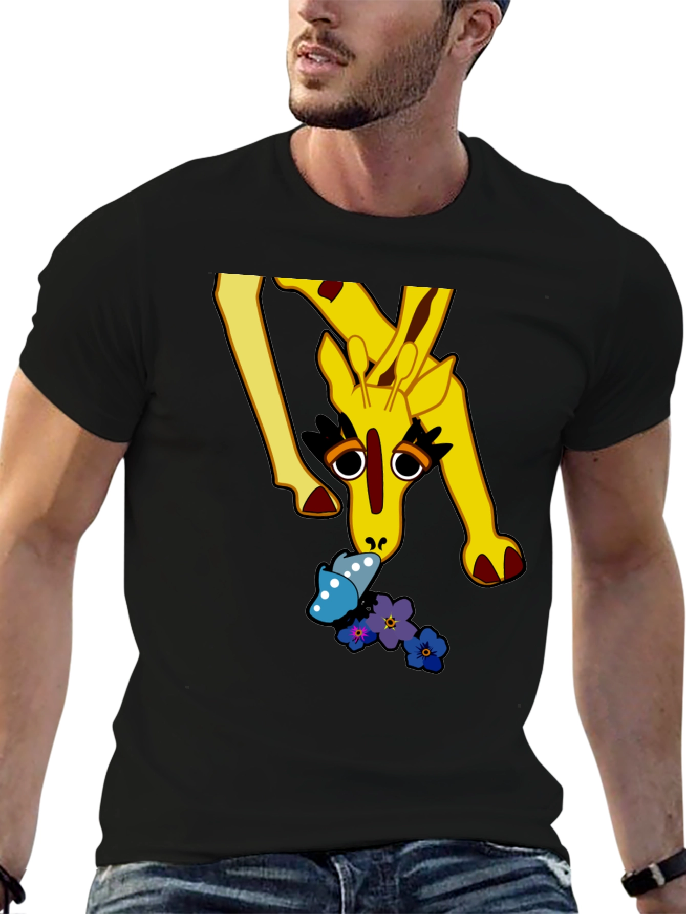 Giraffe & Butterfly Graphic Tee - Unique Design