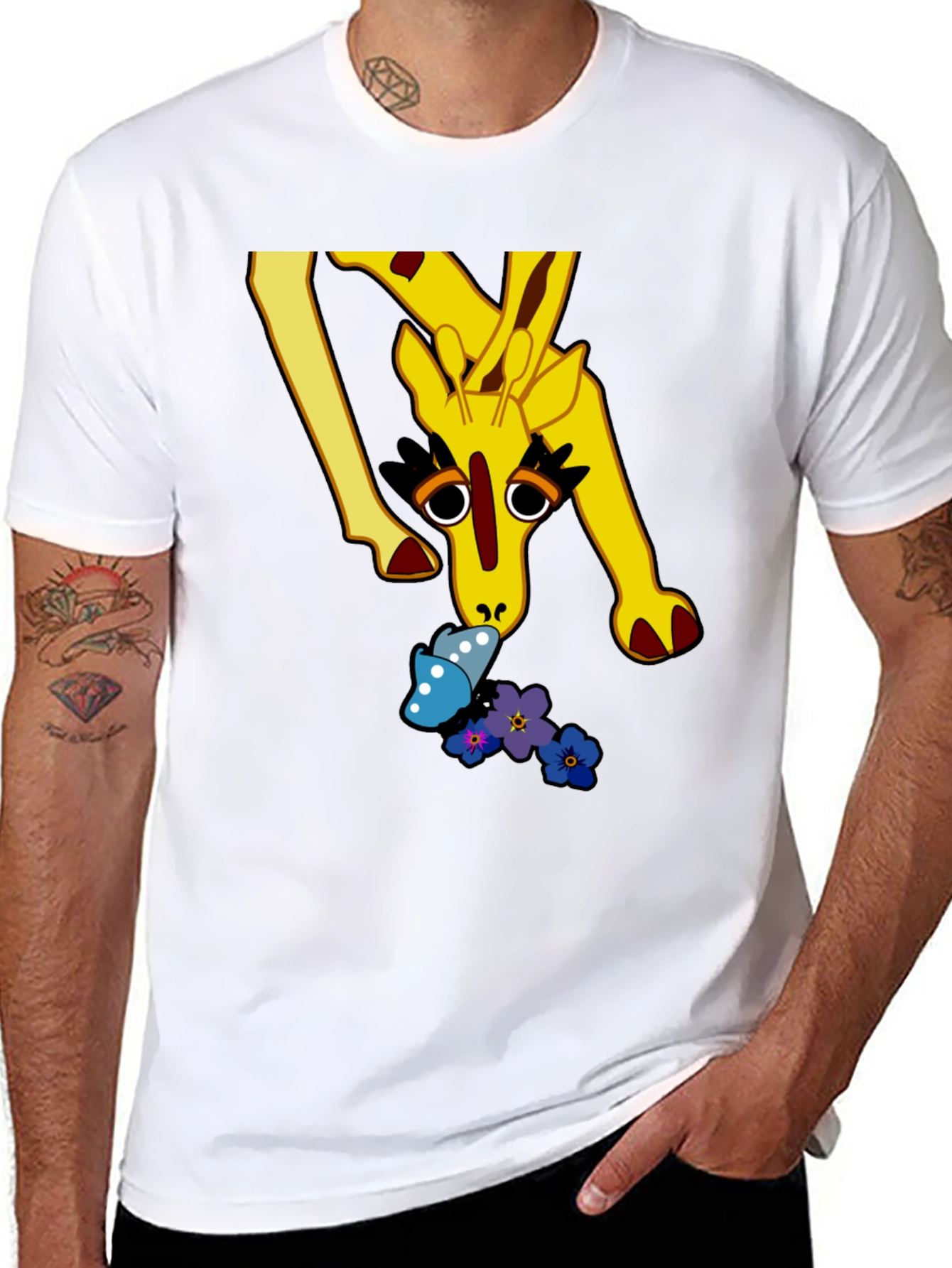 Giraffe & Butterfly Graphic Tee - Unique Design