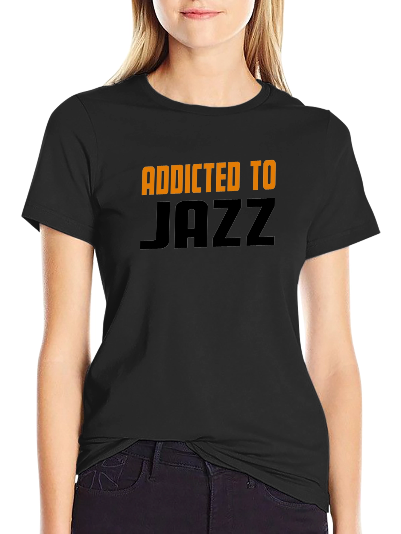 Addicted to Jazz Graphic Tee - Black Cotton Blend