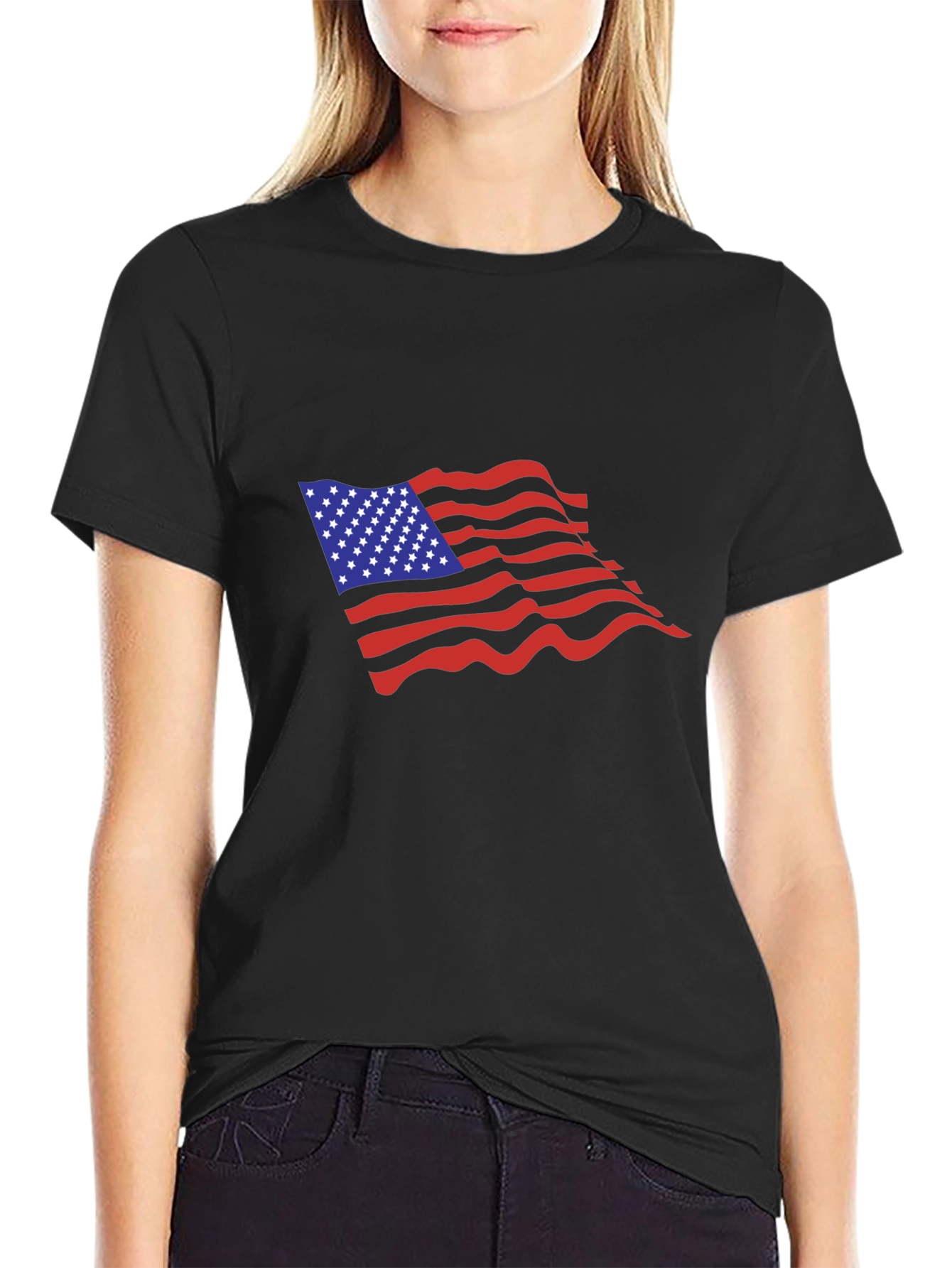American Flag Graphic Black T-Shirt