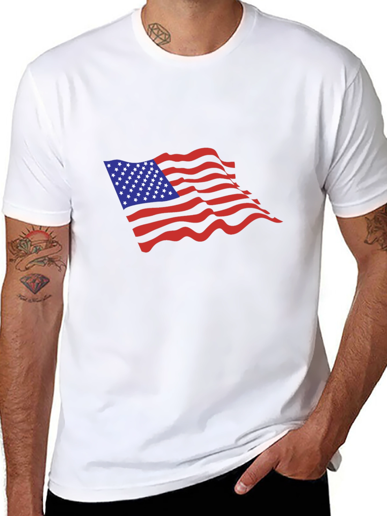 American Flag Graphic Black T-Shirt