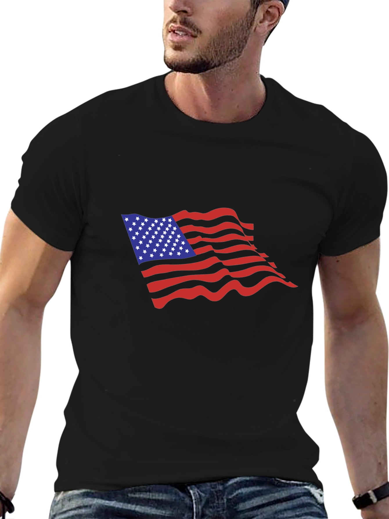 American Flag Graphic Black T-Shirt