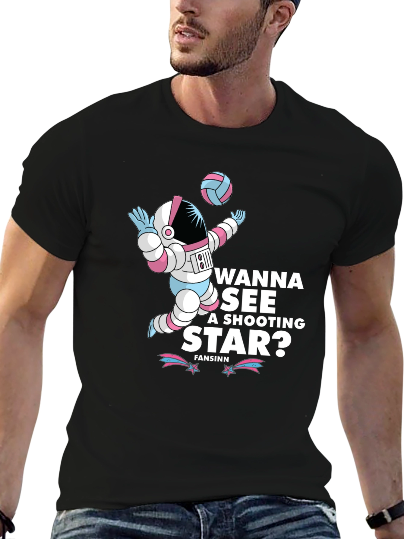 Astronaut Shooting Star T-Shirt - Volleyball Space Tee