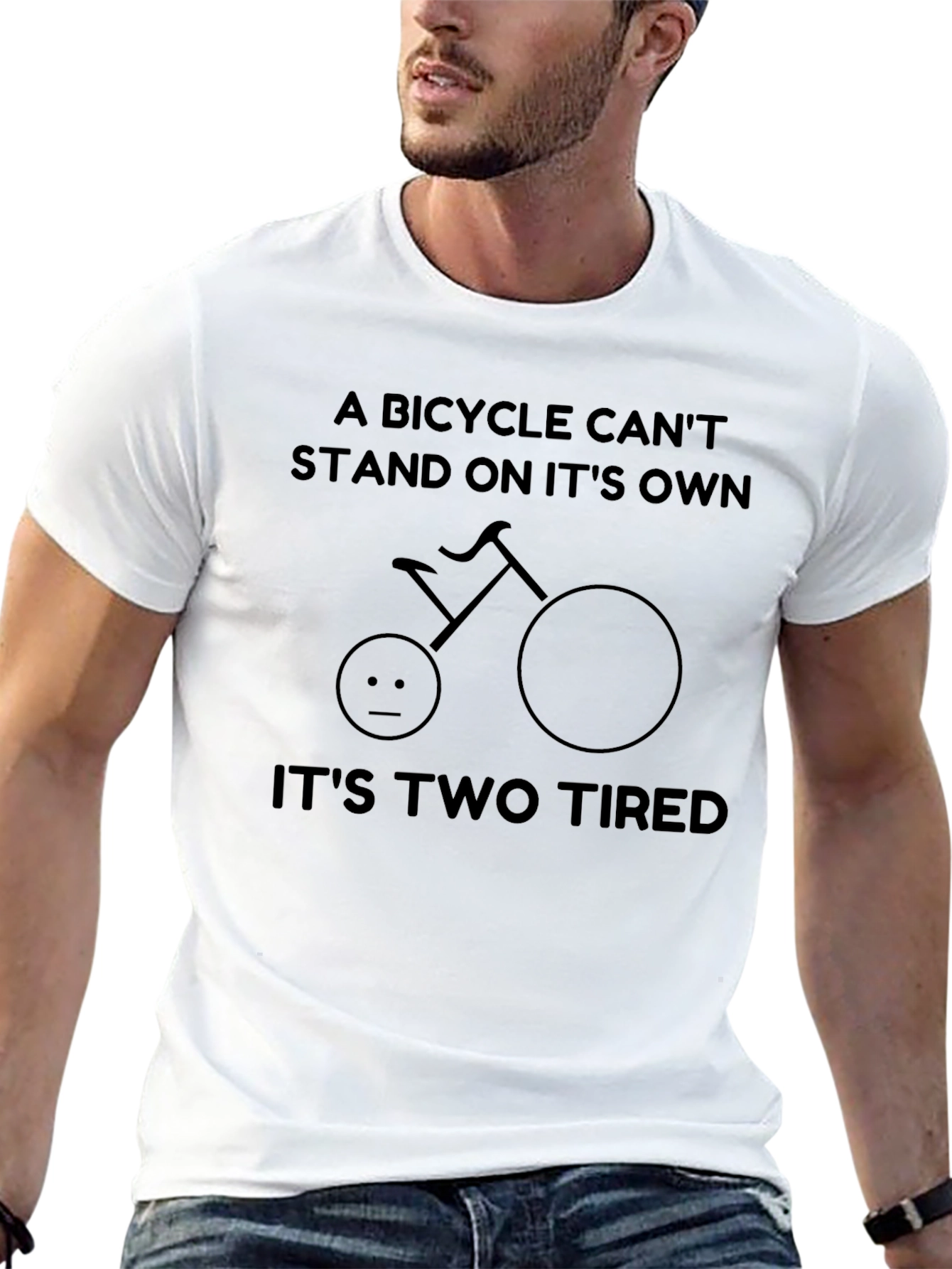 A Bicycle Cant Stand T-Shirt: Funny Bike Pun Tee