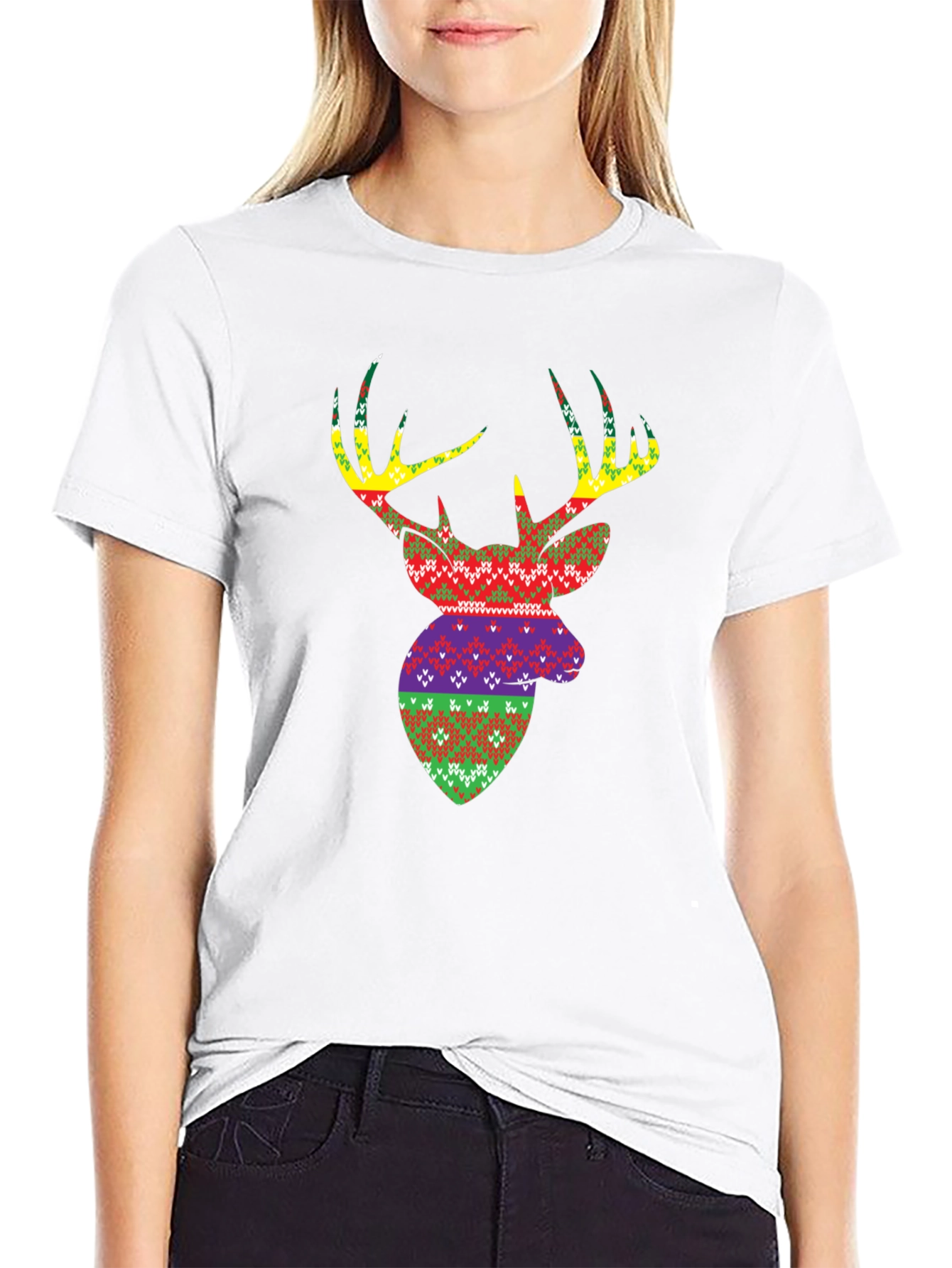 Novelty Deer Head Pattern Mens T-Shirt