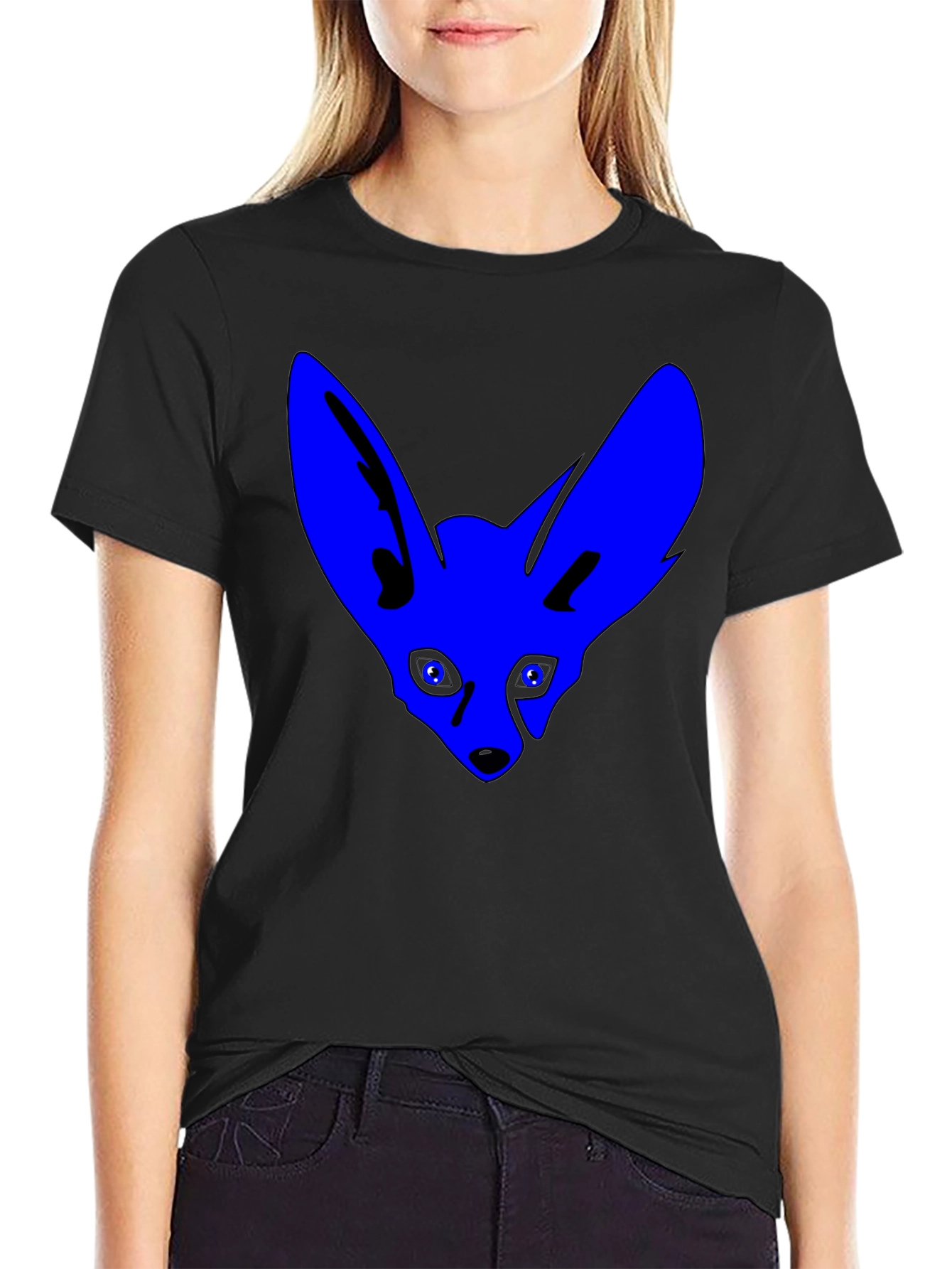 Blue Fox Graphic T-Shirt - Cool Black Tee