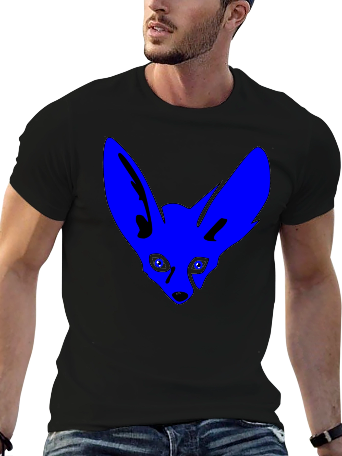 Blue Fox Graphic T-Shirt - Cool Black Tee
