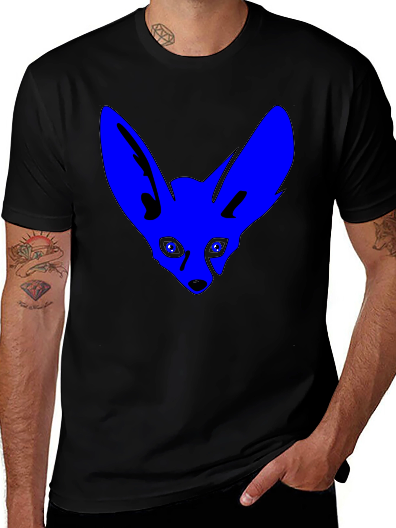 Blue Fox Graphic T-Shirt - Cool Black Tee