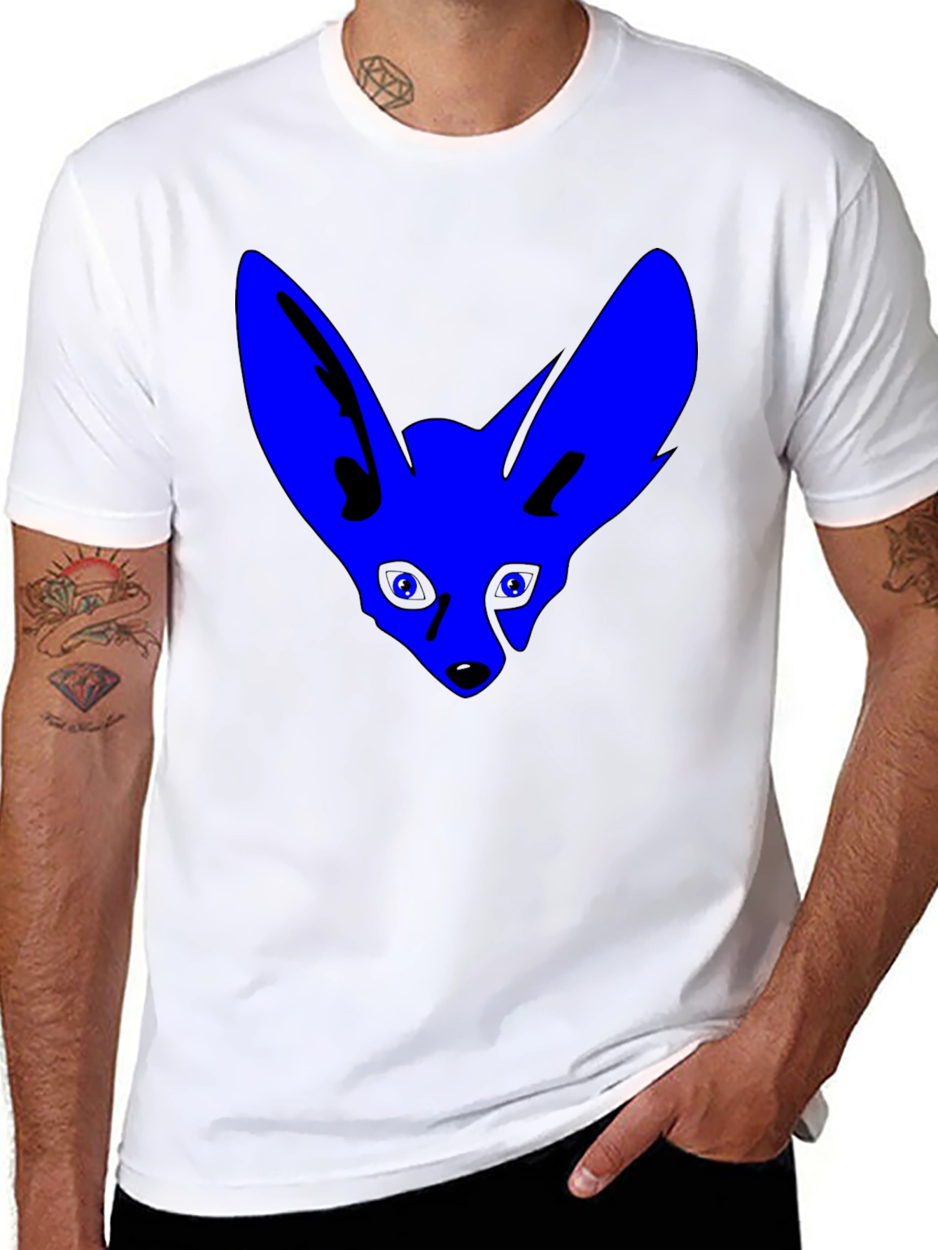 Blue Fox Graphic T-Shirt - Cool Black Tee