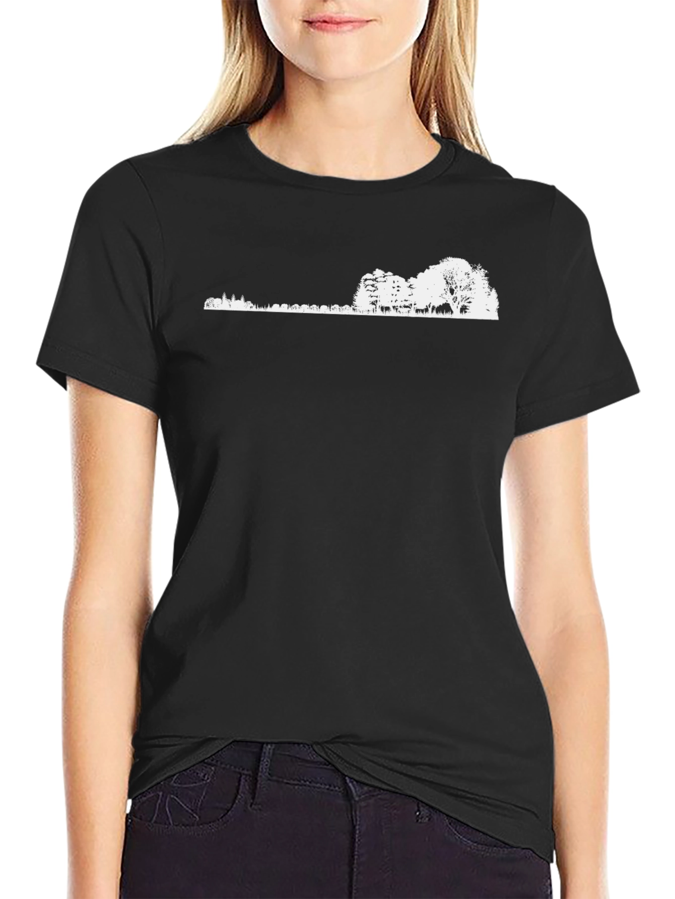 Nature Silhouette Graphic Tee - Black Cotton Blend