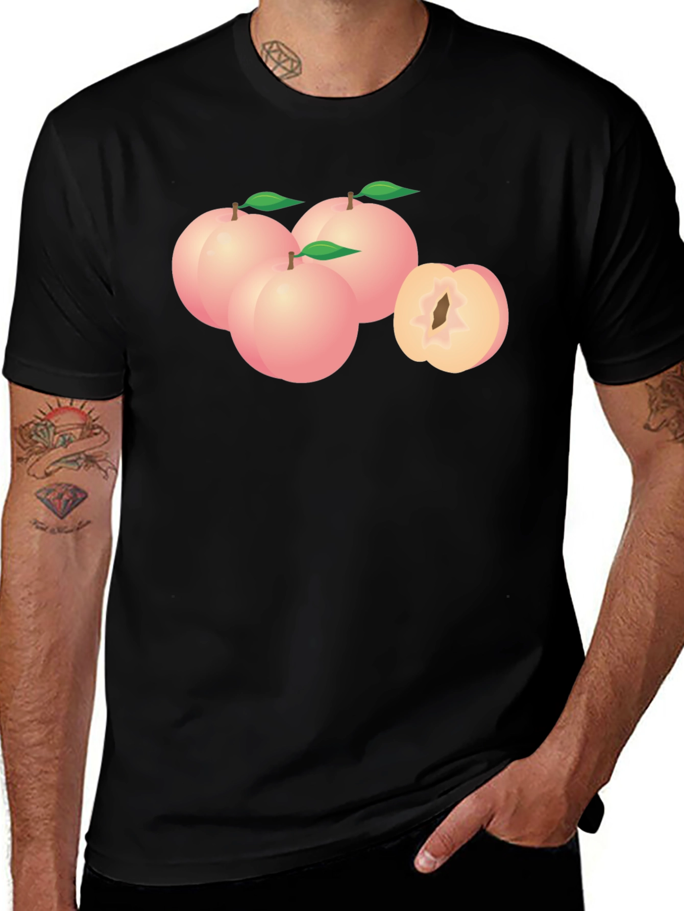 Peach Graphic Black T-Shirt