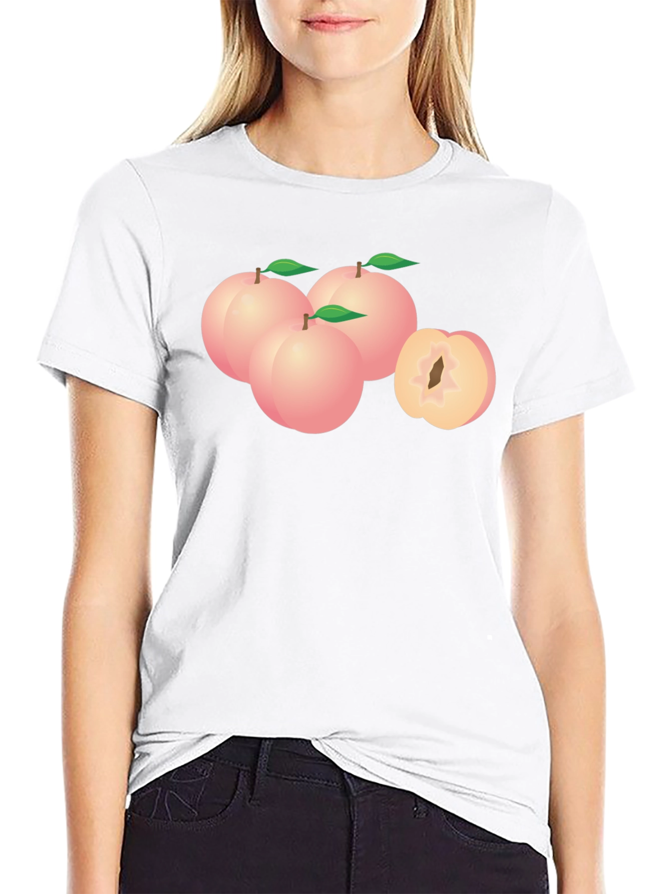 Peach Graphic Black T-Shirt