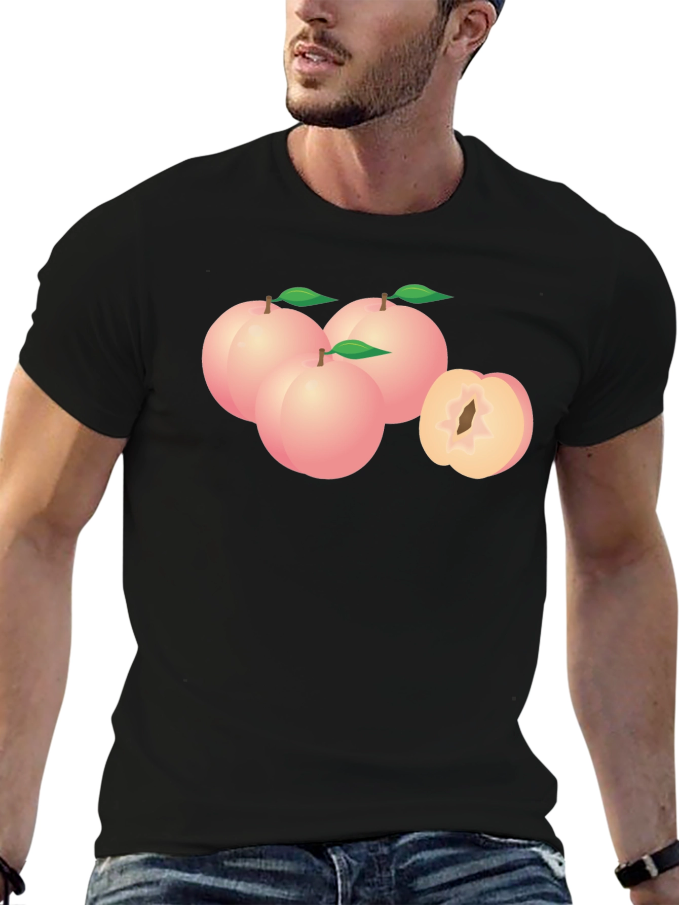 Peach Graphic Black T-Shirt