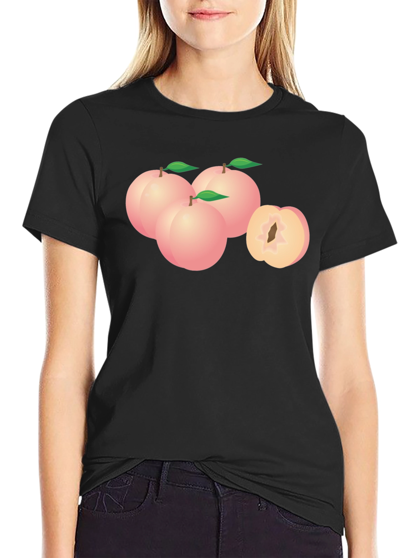 Peach Graphic Black T-Shirt