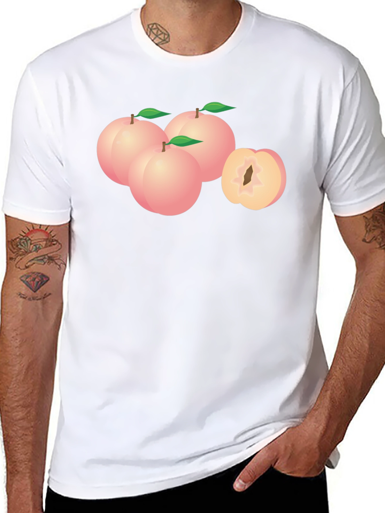 Peach Graphic Black T-Shirt