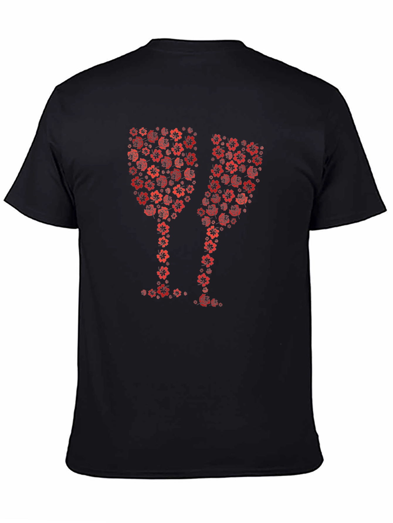 Floral Wine Glass Graphic T-Shirt