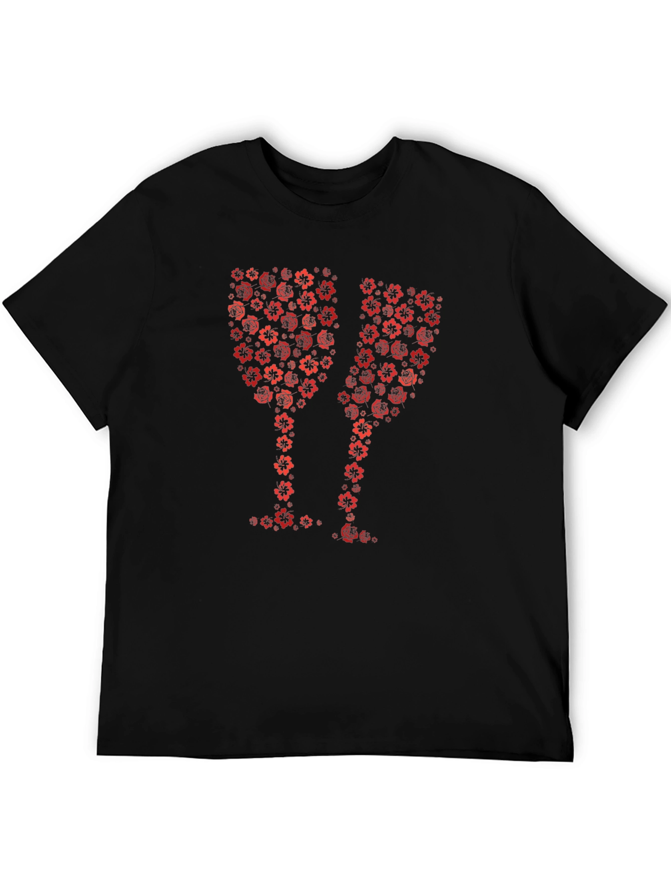 Floral Wine Glass Graphic T-Shirt