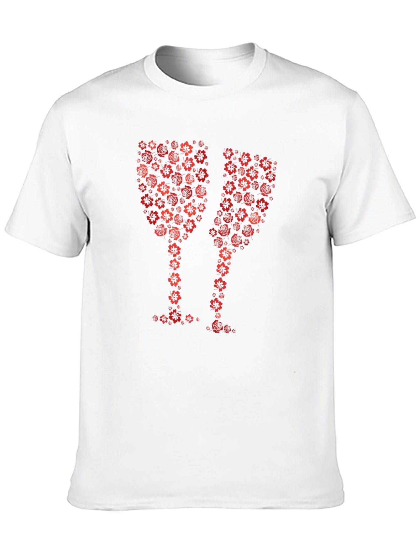 Floral Wine Glass Graphic T-Shirt