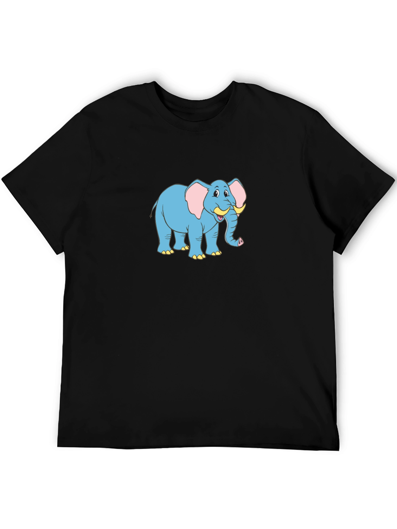 Cartoon Elephant Graphic Black T-Shirt