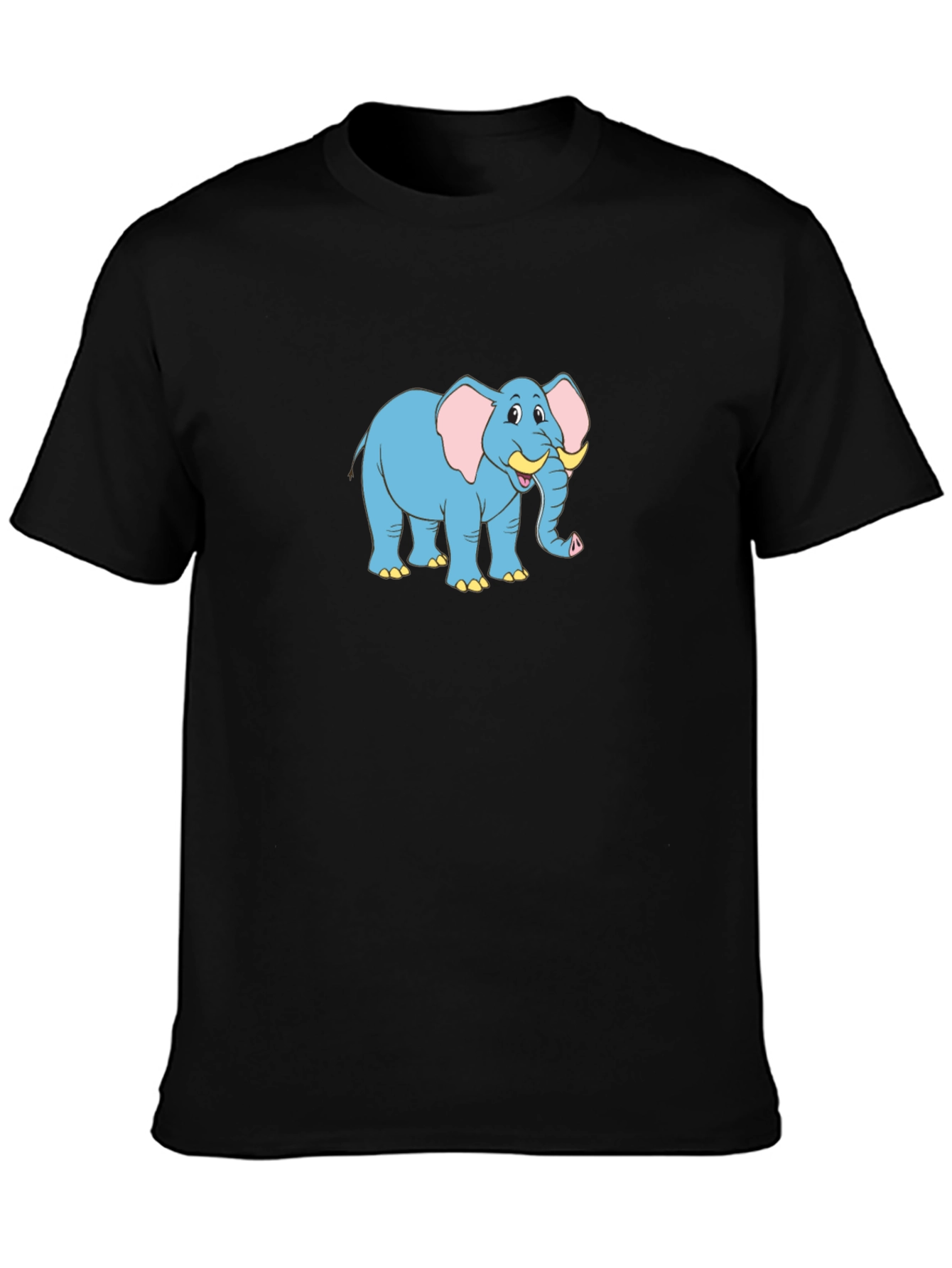 Cartoon Elephant Graphic Black T-Shirt